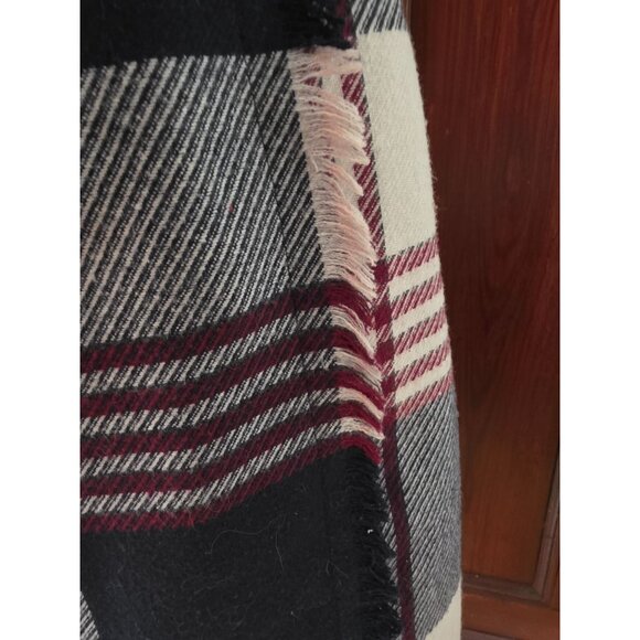 Haberdashery Plaid Wool Blend Pencil Skirt Tartan Check Faux Wrap Fringe Vintage - Picture 2 of 5